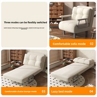 Sofá Cama Plegable con Estructura de Madera y Cuero Extensible Versátil, Brazos Abocinados sin Respaldo para Salas de Estar, Balcones y Apartamentos Pequeños