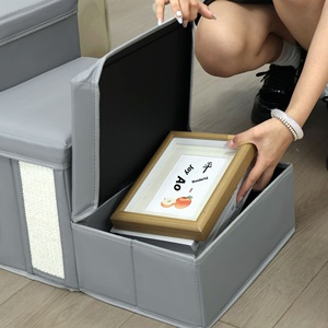 Multifunción plegable respetuoso con el medio ambiente Quadrate Pet Bed artefacto patrón sólido tela <span class=keywords><strong>perro</strong></span> escalera mecánica cinturón accesorio de almacenamiento - Product Image 2