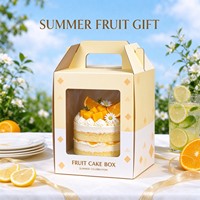 Boîte à gâteau écologique avec poignée et fenêtre transparente, en papier recyclable, pour desserts, mousses et emballages à emporter pour boulangerie