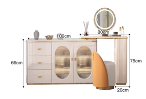 Coiffeuse de luxe 2-en-1 la plus vendue avec armoire de rangement – Table de maquillage moderne pour chambre et <span class=keywords><strong>bureau</strong></span> - Product Image 6