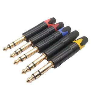 Banhado A ouro 6.35 milímetros 1/4 "Macho Mono Ficha Para RCA Fêmea 6.5 milímetros 6.35 Jack de Áudio Estéreo Conector de Adaptador Plug Conversor de Som Mixer