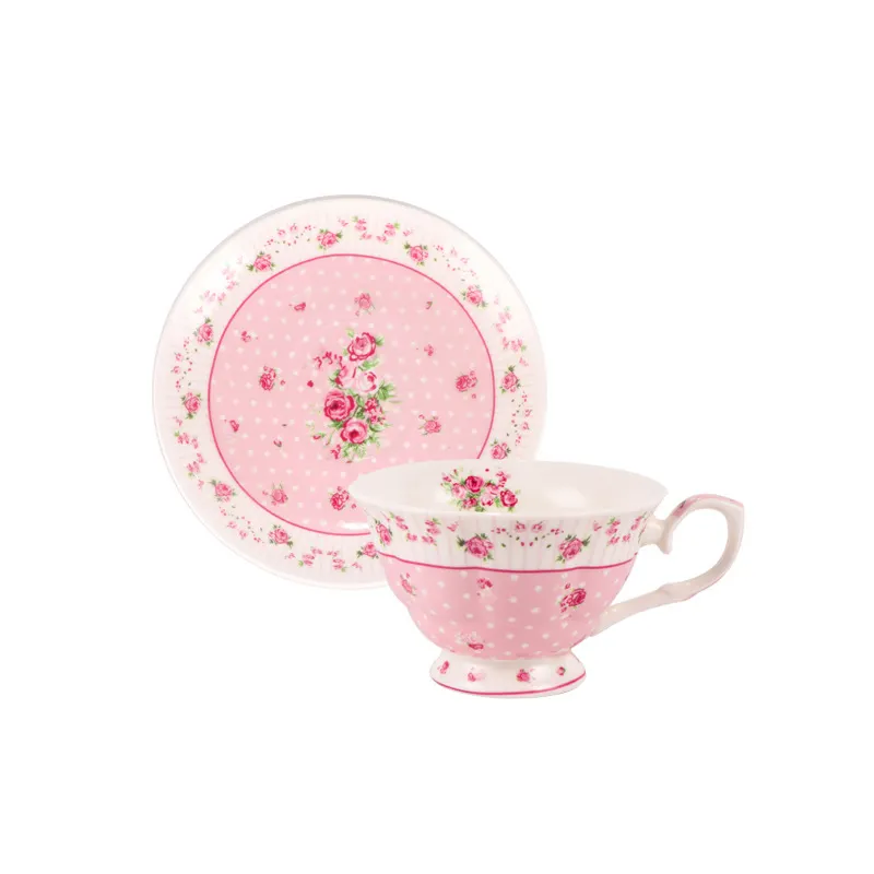 2023 nuevo estilo tazas de café de cerámica juegos de té y platillos con flor