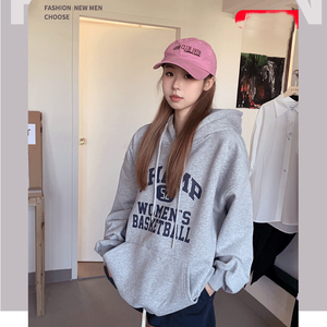 IHOOV Mujer <span class=keywords><strong>4XL</strong></span> Tallas grandes Algodón para Champion Letter Pullover Hoodie Loose Casual Style Sudadera - Product Image 5