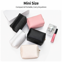 Sac de rangement cosmétique octogonal petit format en cuir PU avec fermeture éclair, directement de l'usine, pour femme
