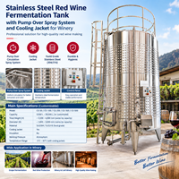 Cuve de fermentation en acier inoxydable pour vin rouge avec pompe intégrée et enveloppe de refroidissement pour cave à vin