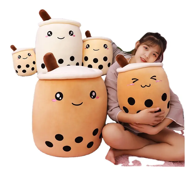 19.6 inch Cute Plush Boba Tea Toy Cup Pillow cartoon Peal Teacup stuffed toy Plush Bubble Tea Milk Tea stuffed Pillow