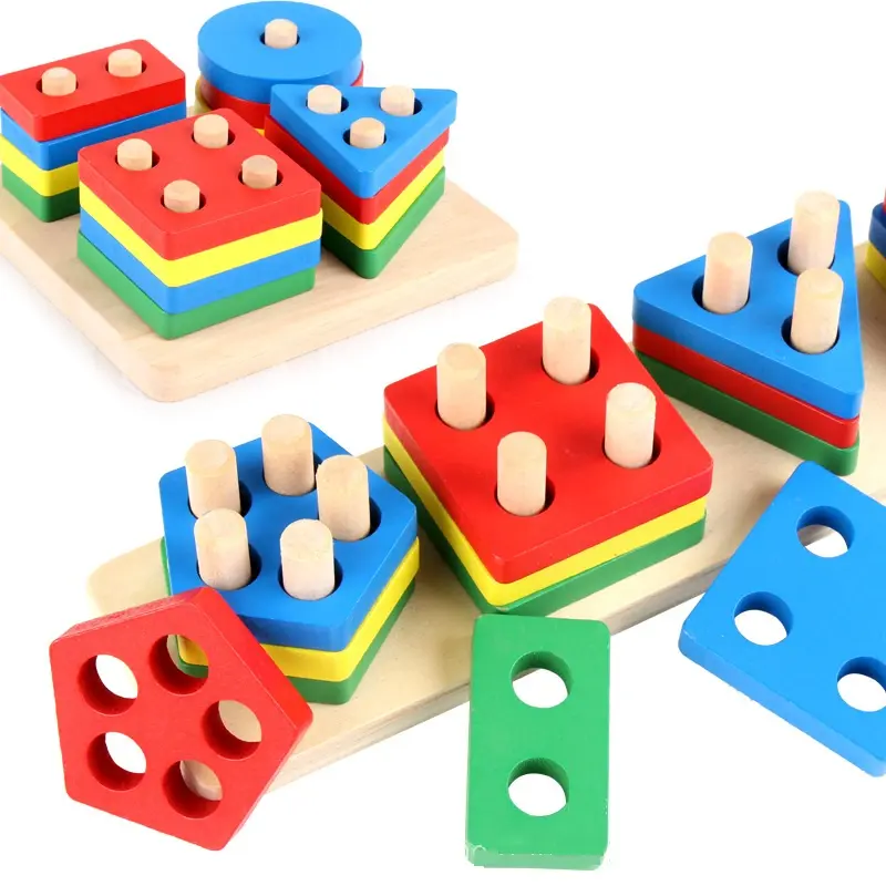 Kinder früh kindliche Bildung pädagogische Puzzle Spielzeug Holz geometrische Form Bausteine Spielzeug für Kinder