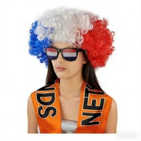 Kit d'accessoires pour supporters de football HLC personnalisé : drapeau de l'équipe nationale, perruque afro, lunettes, pour événements sportifs