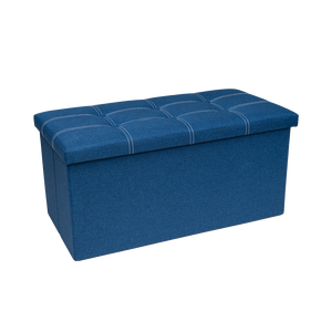Hua Cheng Pouf de Rangement Pliable en Tissu Bleu, Mobilier de Salon Moderne, Repose-Pieds, Siège Supplémentaire, Boîte de Rangement - Product Image 1