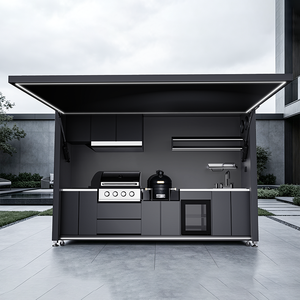 Cucina <span class=keywords><strong>Mobile</strong></span> Integrata in Alluminio per Esterni con Tenda Idraulica, Barbecue, Frigorifero per Vino, Fast Food e Gelato per Villa e Giardino - Product Image 4