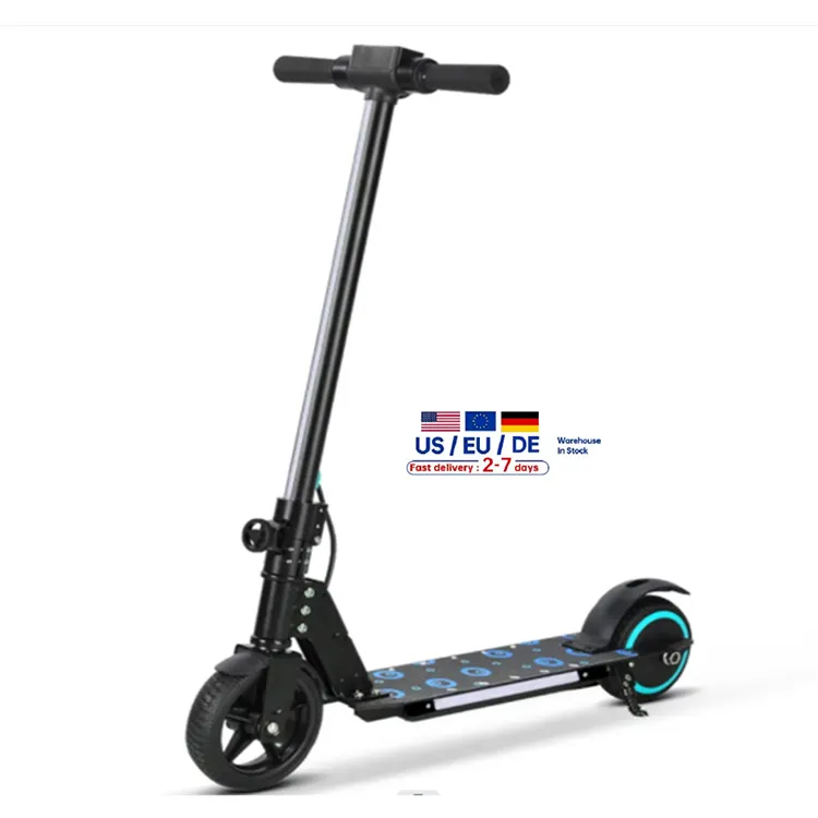 Eu Magazijn Zwart Kinderen Elektrische Step E Scooter Kids 2-wiel Elektronische Scooter