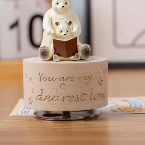 Kreative Mini-Panda-Spieluhr Umweltfreundlich 24 <span class=keywords><strong>Lieder</strong></span> Luxuriöses Rundes Desktop-Ornament 30s Handkurbel-Harzspieluhr Kindergeburtstagsgeschenk - Product Image 4