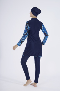 3pcs Strip Splicing Print Zipper Burkini Maillot <span class=keywords><strong>de</strong></span> <span class=keywords><strong>bain</strong></span> avec <span class=keywords><strong>bonnet</strong></span> <span class=keywords><strong>de</strong></span> <span class=keywords><strong>bain</strong></span> Long Floral Burkini Maillot <span class=keywords><strong>de</strong></span> <span class=keywords><strong>bain</strong></span> <span class=keywords><strong>Elegant</strong></span> Full Cover Burkini - Product Image 6