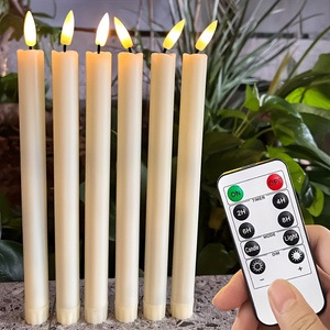 3D nero stoppino LED <span class=keywords><strong>a</strong></span> <span class=keywords><strong>batteria</strong></span> tremolante senza fiamma candele coniche con telecomando elettrico candele finestra Set di 6 - Product Image 2