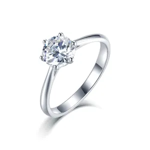 SKA Moissanite Diamond Price Per Carat White Gold Plating Silver Moissanite Engagement Ring for Export