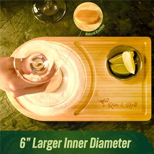 Sunziba Bamboo Cocktail Salt Rimmer Margarita Seasoning Board Reusable <b>Bar</b> <b>Tool</b> Sugar Dipping Tray - Product Image 2