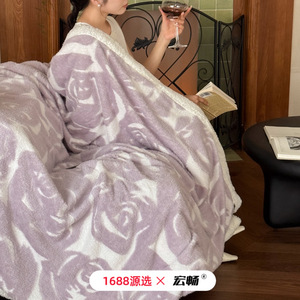 Coral Fleece Blanket 100x150cm 150x200cm 200x230cm Anti Static Home Use Rectangular Floral Pattern Milk Floss Material - Product Image 4