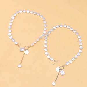 Collier de perles blanches baroques avec fermoir en argent, pendentif, cadeau pour femme, bijoux, origine Yiwu - Product Image 2