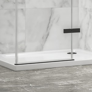 Kamalu KT5000N moderna cabina doccia 90x100cm con cornice senza cornice in vetro temperato nero porta a cerniera laterale fissa per alberghi - Product Image 3