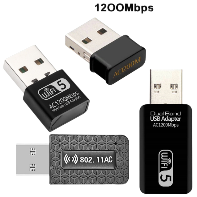 1200Mbps Dual Band Mini WiFi USB Adapter Dual Band 2.4Ghz 5Ghz Wireless Network Card AC1200 Antenna Dongle AC1200mbps Adapter