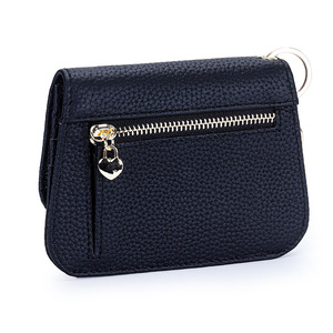 Porte-monnaie et porte-cartes en cuir véritable à rabat, multi-fentes, avec fermeture à bouton, compact et <span class=keywords><strong>portable</strong></span>, en nylon, avec poche zippée pour cartes - Product Image 4