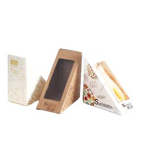 Vente en gros de boîte à sandwichs en papier pour pique-nique personnalisé triangle avec fenêtre - Product Image 3