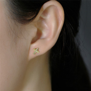 SP New Cross Studs Fashion 18K Gold Plated 925 Sterling Silver Cross <strong>Earrings</strong> Cartilage <strong>Screwbacks</strong> - Product Image 2