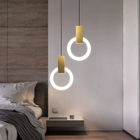 Lampes suspendues LED nordiques modernes Plafonniers pendants en anneau en acrylique pour salon et chambre à coucher Éclairage de lustre d'escalier de taille moyenne