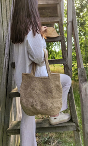 Borsa ecologica in juta all'uncinetto per donna cesto di iuta fatto a mano in vimini da spiaggia borsa estiva regalo per lei - Product Image 3