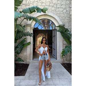 Robe de soirée blanche sans bretelles à nouer - Product Image 3