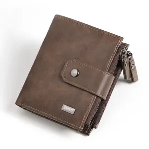 TAOMICMIC-cartera corta de piel sintética para hombre, billetera con cremallera, clip para dinero