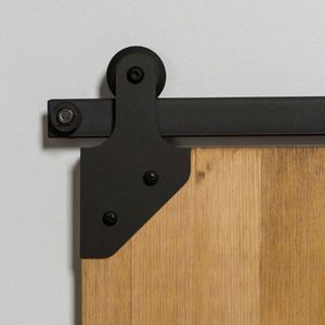 ชุดอุปกรณ์ประตูบานเลื่อนเหล็ก WEKIS รุ่น Brass Steel Mini Barn Door รับน้ำหนักได้ 250 ปอนด์ ติดตั้งด้วยสกรู เคลือบสีดำ สำหรับใช้งานกลางแจ้ง ห้องนั่งเล่น ห้องครัว - Product Image 1