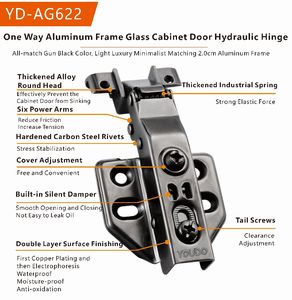 आप फर्नीचर हार्डवेयर बंदूक काले एल्यूमीनियम फ्रेम हाइड्रोलिक हिंज कैबिनेट हिंज नरम पास छुपा हाइड्रोलिक हिंगस - Product Image 2