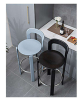 Tabouret de bar au design simple, dossier incurvé, anneau de pied en métal, bois personnalisé, toutes couleurs, pour café, restaurant, maison, cuisine, mobilier de bar