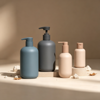 Bouteille vide en HDPE de 100/300/500 ml pour gel douche, shampoing, bouteille ronde en plastique, bouteille au toucher doux avec pompe à pression