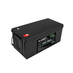 Pknergy bateria de lítio de 12v 200ah, bateria de fósforo de grau a célula 12v bateria solar