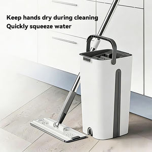 Nouvelle Arrivée : Serpillère Plate Magique Humide et Sèche avec Seau, en Microfibre, Manche en Acier Inoxydable, Fabrication Usine, pour un Nettoyage Facile - Product Image 2
