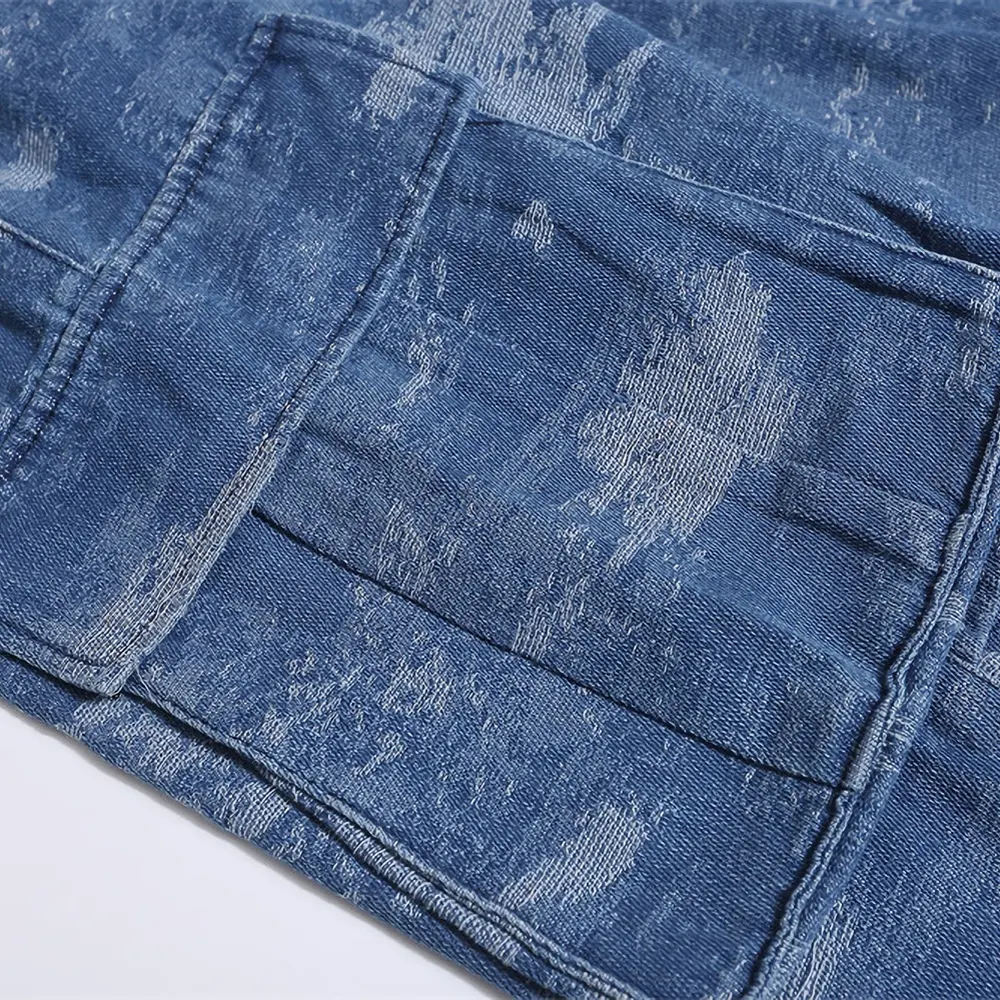 GDTEX streetwear jeans firmati da uomo jeans jacquard da uomo jeans larghi cargo da uomo
