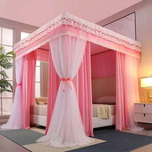 Four Season Quadrate Palace Mosquito Net with <b>Frame</b> Romantic Shading Bed Curtain Canopy Nets Three-door Bedcover Curtain R2277 - Product Image 4