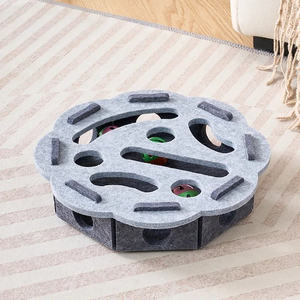 Interactive Eco-Friendly Polyester Square Felt Cat <b>Puzzle</b> Toy <b>Box</b> Indoor Use Slow Feeder Intelligence Game Maze 3 Bell Balls - Product Image 3