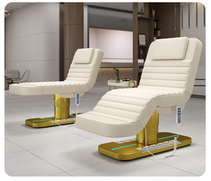 Cama de belleza eléctrica multifuncional con lámpara LED, mesa de masaje de cuero PU para uso en salón, tatuajes, microcosmética. - Product Image 2