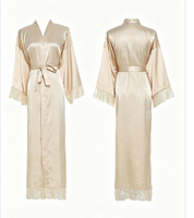Robe de mariée kimono longue en satin et dentelle, élégante et luxueuse, de haute qualité, personnalisée, pour femme, vêtement de nuit, tenue de demoiselle d'honneur