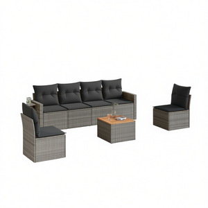 Set Divano da Giardino Grigio con Cuscini, Arredamento da Esterno dal Design Contemporaneo, Rattan Impermeabile Resistente ai Raggi UV in PE - Product Image 1