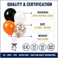 50 Ballons en Latex Confettis Halloween 12 Pouces Noir Blanc Orange, Globos, Ballons de Fête pour Anniversaire, Fournitures de Fête
