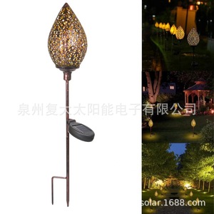 Lampes solaires de jardin LED en forme de goutte d'eau, design creux en métal, résistantes à l'eau, décoration de patio extérieur - Product Image 5