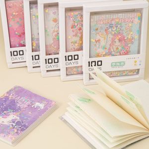 Cuaderno de Diario Hecho a Mano Estilo Japonés Coreano, 100 Hojas, Impresión Laminada, Encuadernación Inalámbrica Perfecta, Set en Caja de Regalo - Product Image 4