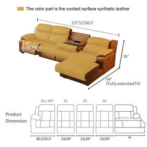 आधुनिक लक्जरी लिविंग रूम फर्नीचर ने कप धारक usb इलेक्ट्रिक चमड़े के फंक्शन सोफे के साथ नया डिजाइन कॉर्नर एल-आकार का सोफा सेट किया - Product Image 6