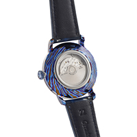 Reloj Mecánico de Moda 90S5 Personalizado de Fábrica, Correa de Cuero, Relojes Mecánicos Blue Star con Caja de Titanio Damasco