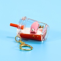 Porte-clés liquide personnalisé Porte-clés eau Boba Aqua Porte-clés liquide animal en acrylique flottant Porte-clés tasse thé lait bulle