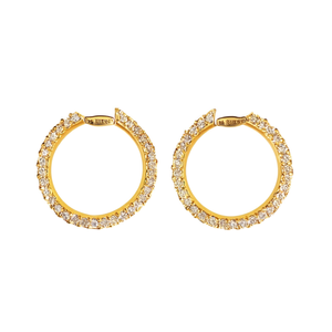 Orecchini a Cerchio Sebienc Placcati Oro con Cristalli e Strass, Lussuosi per Uso Quotidiano Femminile E2129 - Product Image 1
